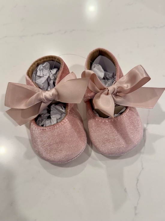 Other - Baby Girls Pink Velvet Ribbon Mary Janes